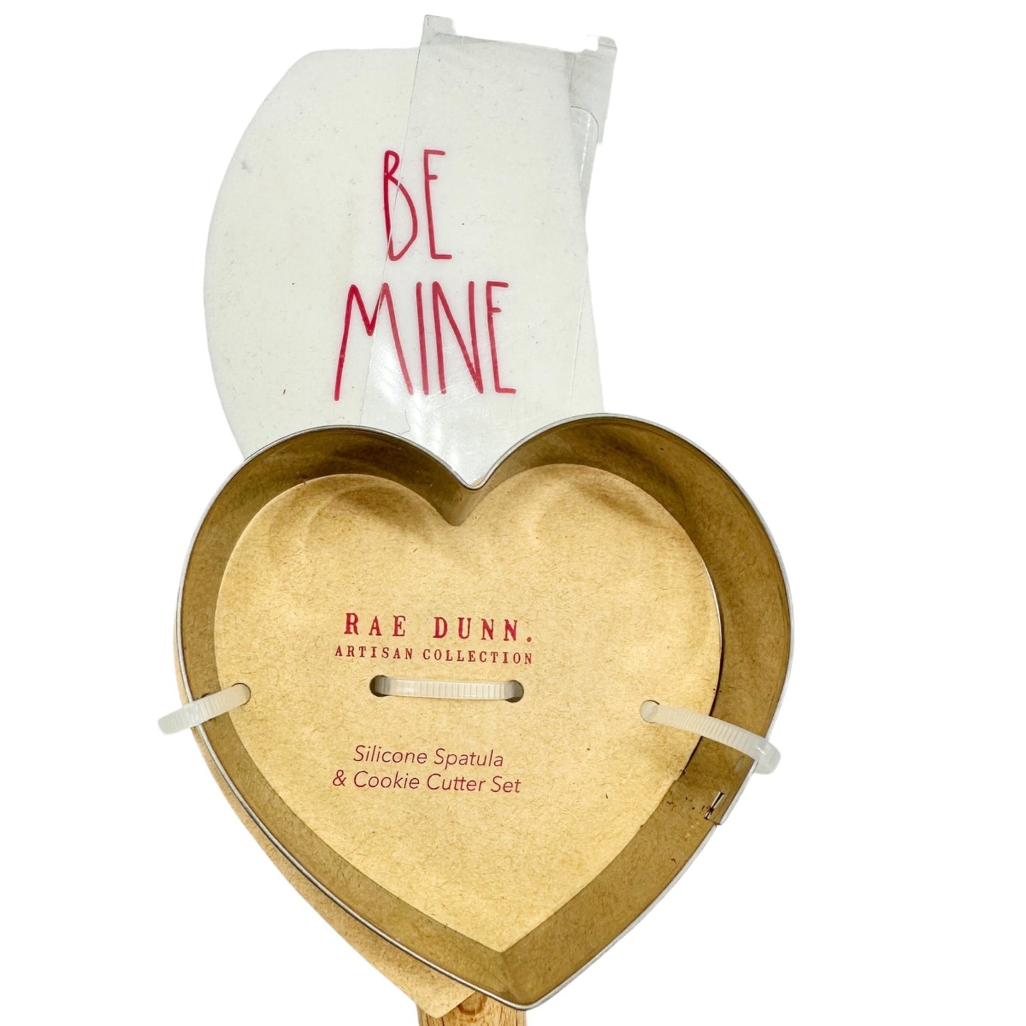 Rae Dunn Artisan BE MINE Silicone Spatula Heart Cookie Cutter Set Valentines
