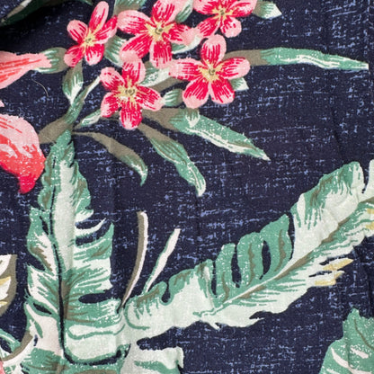 Old Navy Floral Hawaiian Shirt Mens XL Rayon Button-Up SS Tropical Navy Pink