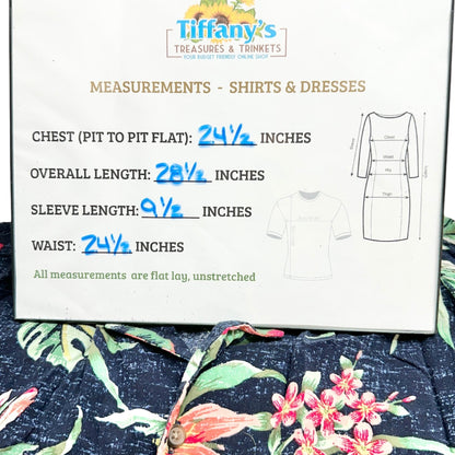 Old Navy Floral Hawaiian Shirt Mens XL Rayon Button-Up SS Tropical Navy Pink