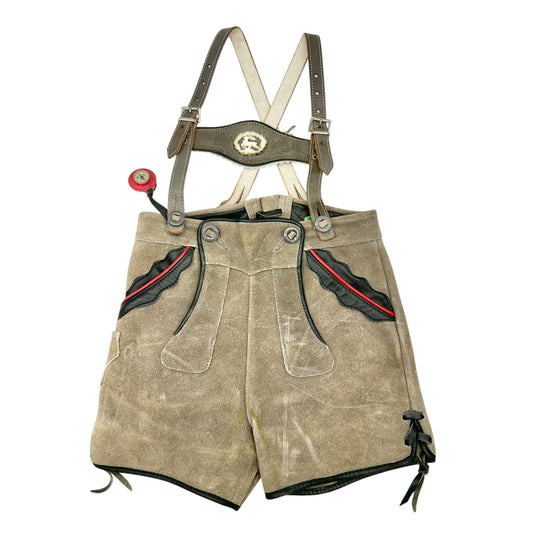Vintage 1960s Youth Haelson German Lederhosen Suspenders Compass Suede Leather
