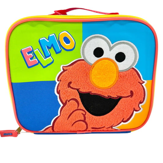 Sesame Street Elmo Insulated Lunch Box Red Blue Canvas 9.5x8x3 Alphabet Print