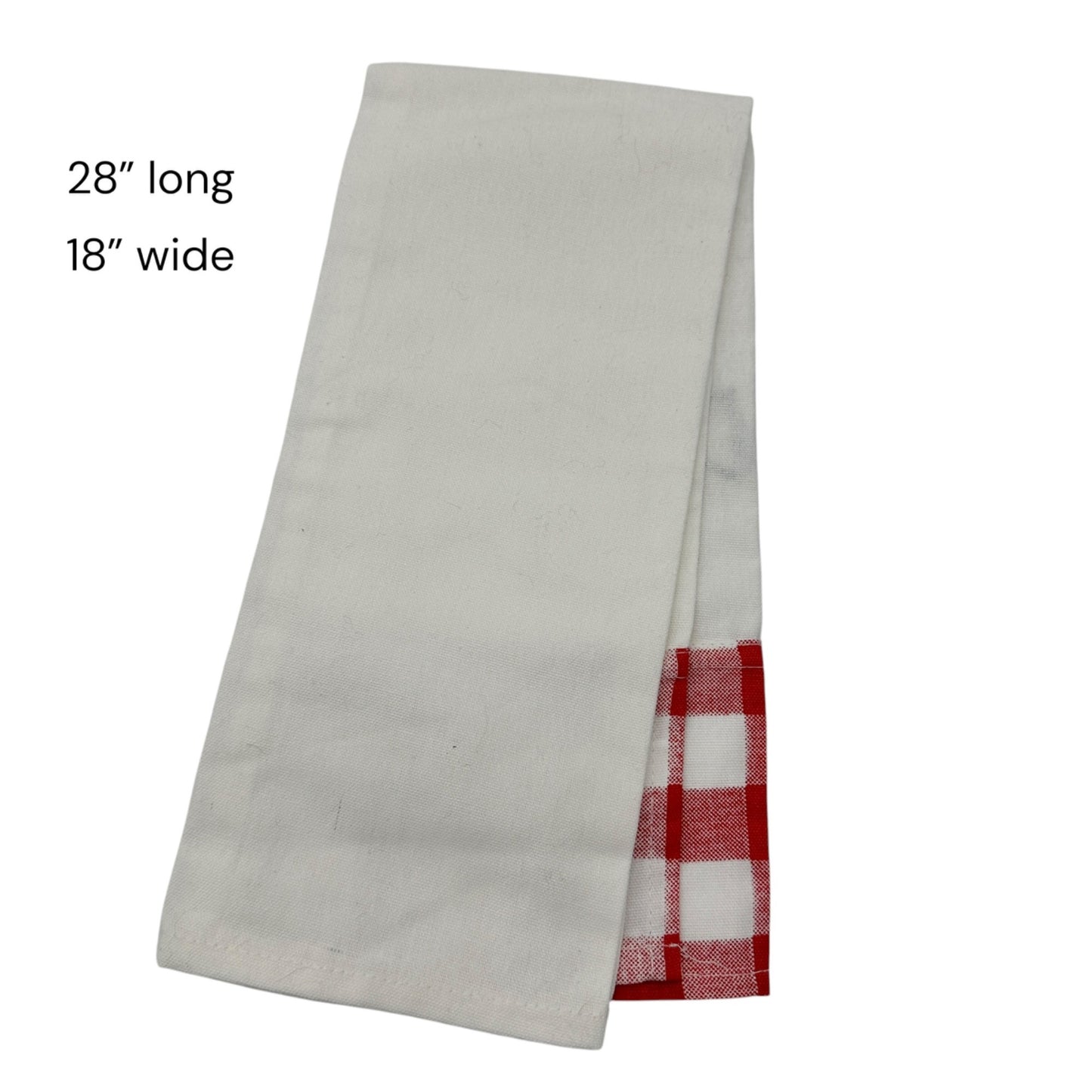 Bear Applique Kitchen Towel Red White Plaid Trim Embroidered T Initial 28x18