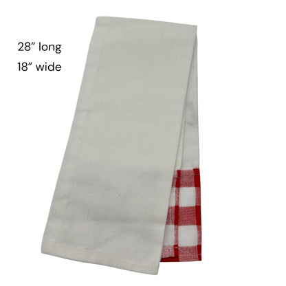 Bear Applique Kitchen Towel Red White Plaid Trim Embroidered T Initial 28x18