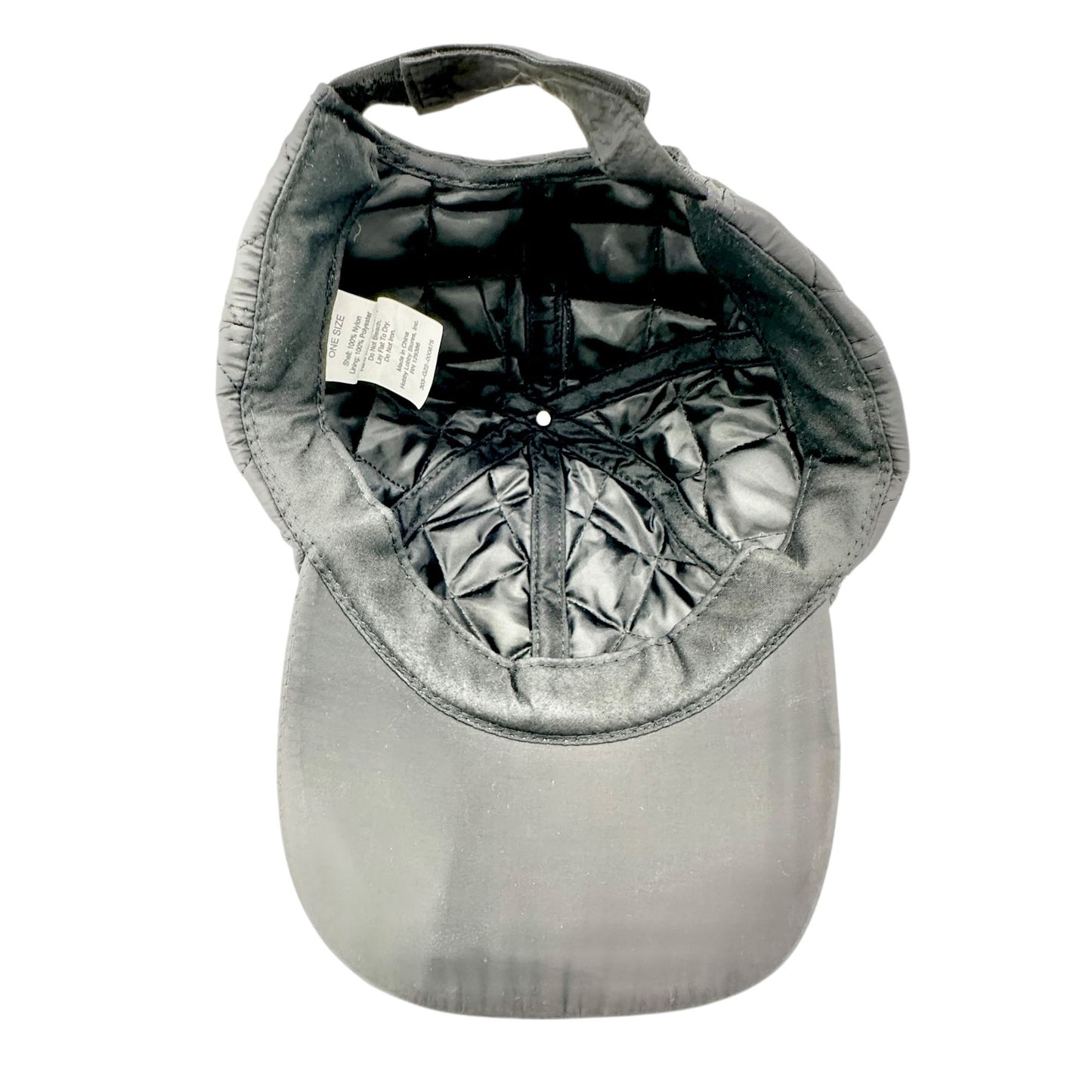 Quilted Nylon Adjustable Cap Soft Polyester Lining One Size Hook & Loop Closure