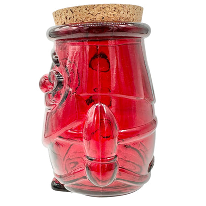 Glass Santa Claus Jar With Cork Lid Red Holiday Decor 100% Recycled Glass 6"H