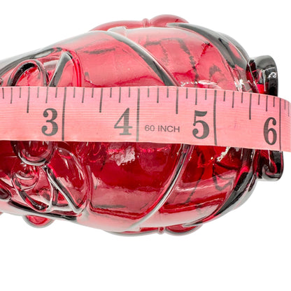 Glass Santa Claus Jar With Cork Lid Red Holiday Decor 100% Recycled Glass 6"H