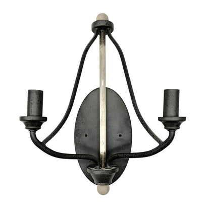 Kichler Wall Sconce Light Fixture 120V Black Beige Metal Finish Dual Bulb Holder