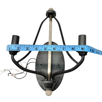 Kichler Wall Sconce Light Fixture 120V Black Beige Metal Finish Dual Bulb Holder