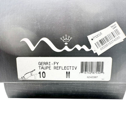 Nina Gerri-Fy Taupe Reflective Heeled Sandals Strappy Rhinestone 10M Formal