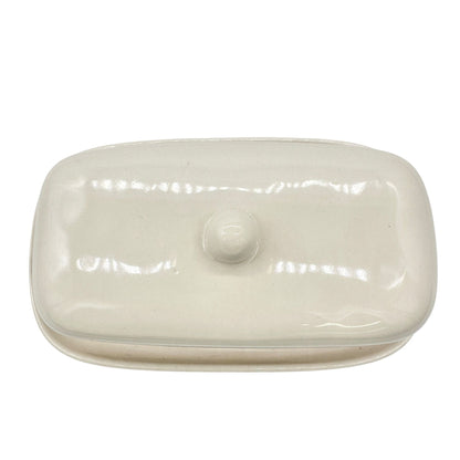 Rae Dunn Artisan Collection BUTTER Dish with Lid Ceramic White Black Letters NEW