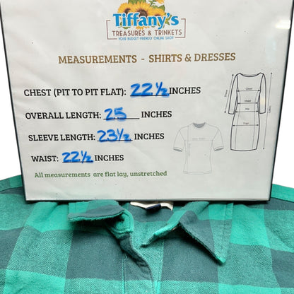 Universal Thread Buffalo Plaid Shirt Womens M Green Black Button-Down Cotton LS