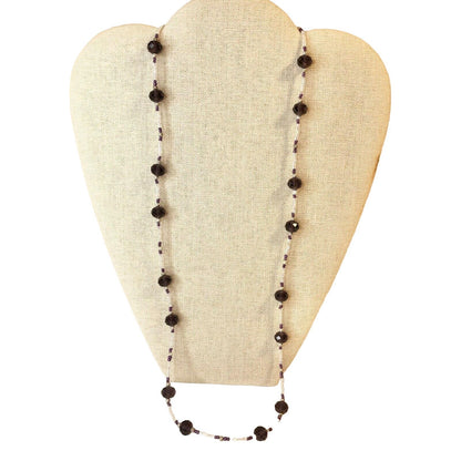 Handmade Boho Jewelry Purple & Crystal Glass Bead Necklace With Toggle Clasp
