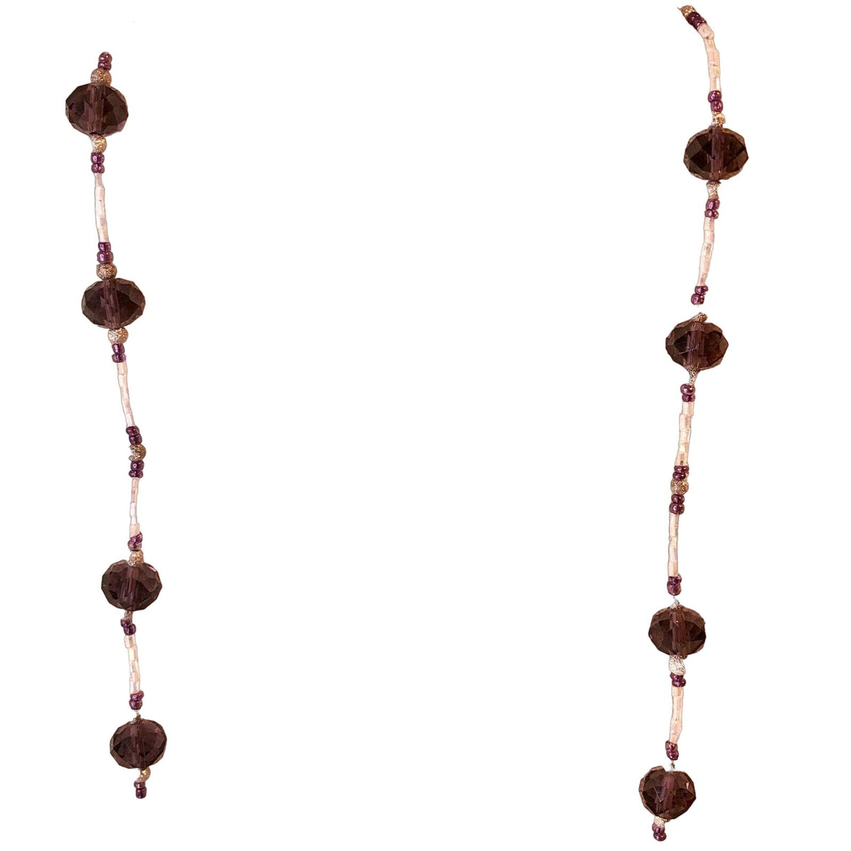 Handmade Boho Jewelry Purple & Crystal Glass Bead Necklace With Toggle Clasp