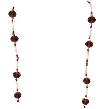 Handmade Boho Jewelry Purple & Crystal Glass Bead Necklace With Toggle Clasp