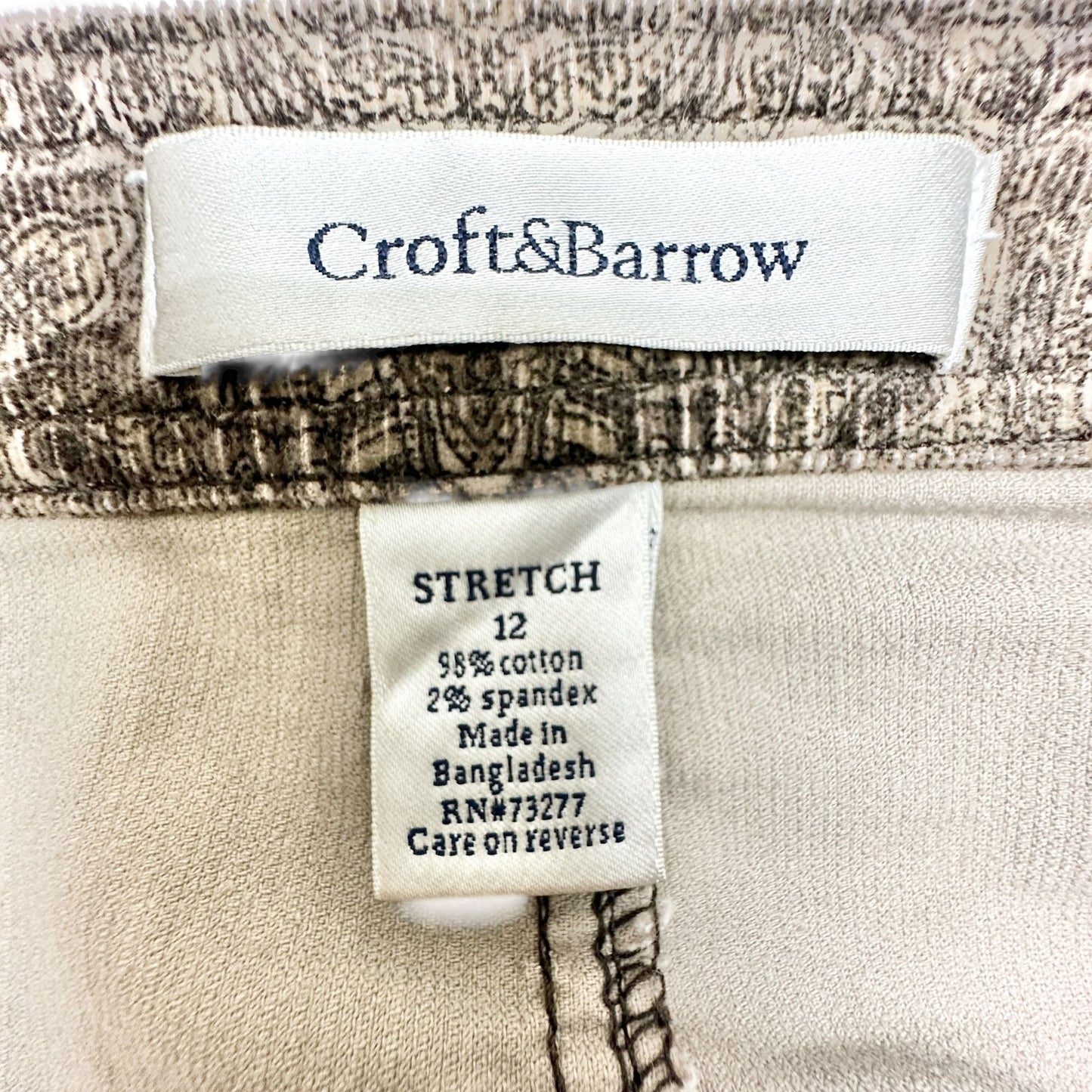 Croft & Barrow A-Line Skirt Womens Size 12 Stretch Brown Beige Cotton Spandex