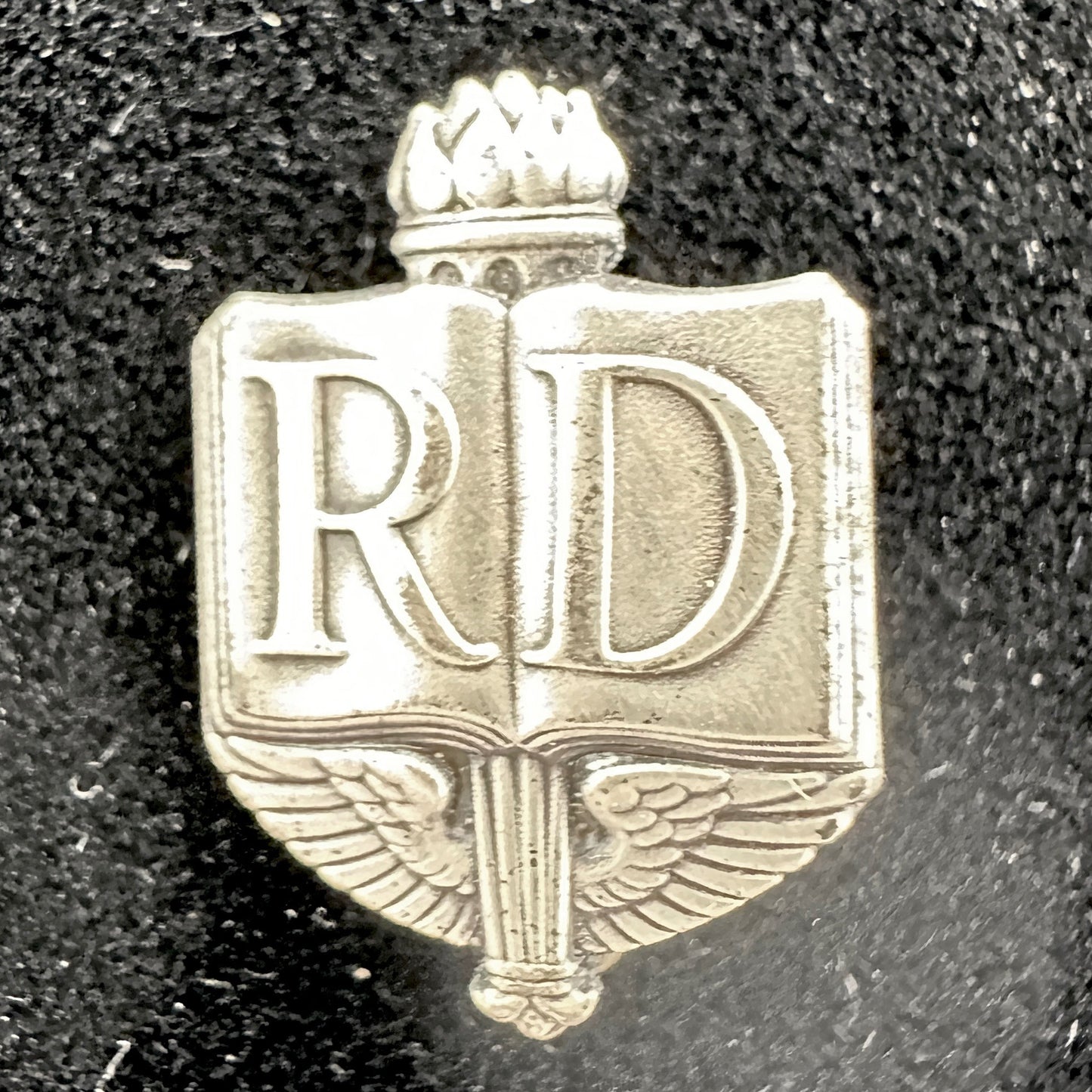 Sterling Silver RD Pin Badge With Wings and Torch Design By M.A.C NY Vintage