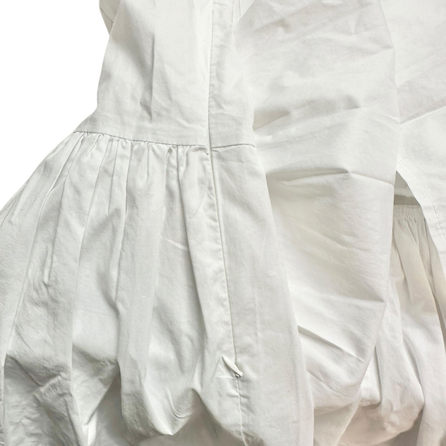 Victorian White Ruffled Peplum Blouse Cotton High Neck LS Size L -Fits Like M