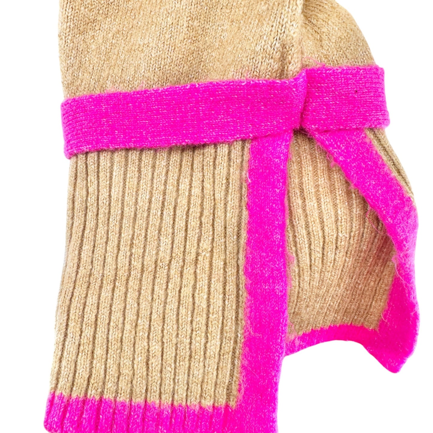 Womens 2X Sweater Camel With Pink Trim & Side Ties by Crown & Ivy Soft Stylish