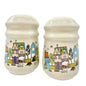 Vintage Ceramic Salt and Pepper Shakers Painted Cottage Village Design