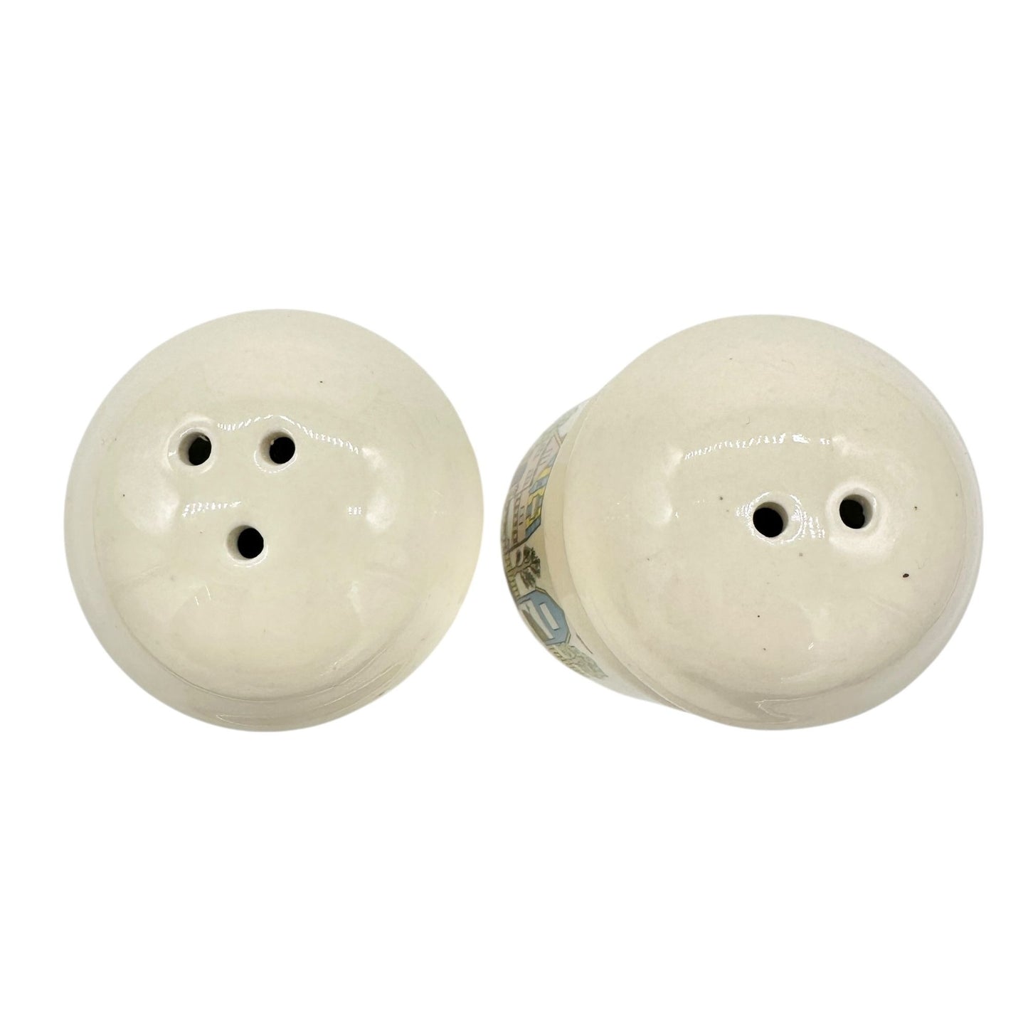 Vintage Ceramic Salt and Pepper Shakers Painted Cottage Village Design