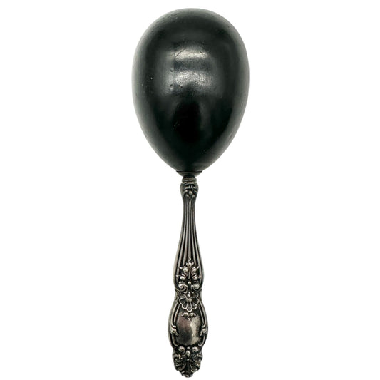 Antique Victorian Sock Darning Egg With Ornate Silver Handle Sewing Tool 6" Long