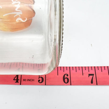 Give Thanks Pumpkin Glass Jar Vase Raffia Bow Thanksgiving Table Decor 5.5" Tall
