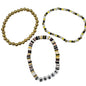 Halloween SPOOKY Beaded Stretch Bracelet Trio Black Yellow White Gold Festive