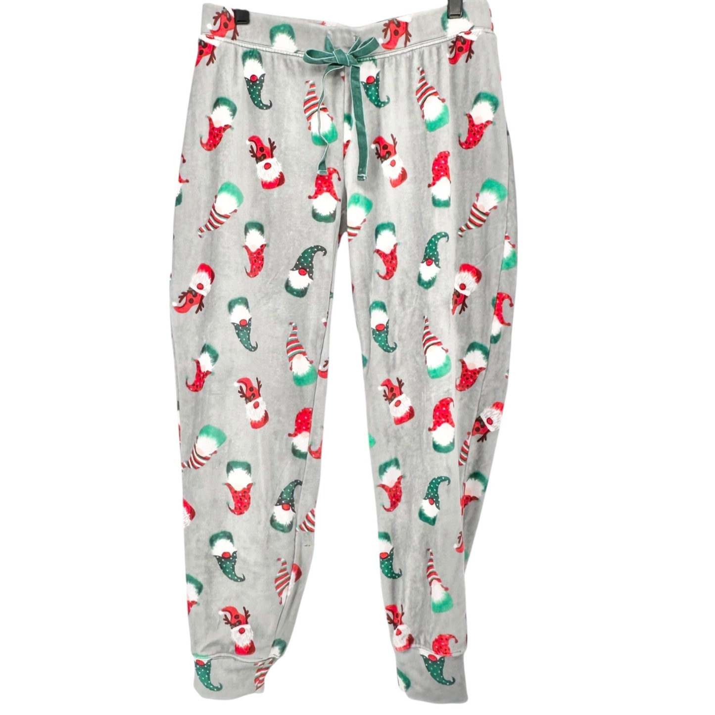 Isaac Mizrahi Sleepwear Womens S Santa Hat Print Gray Pajama Pants Christmas