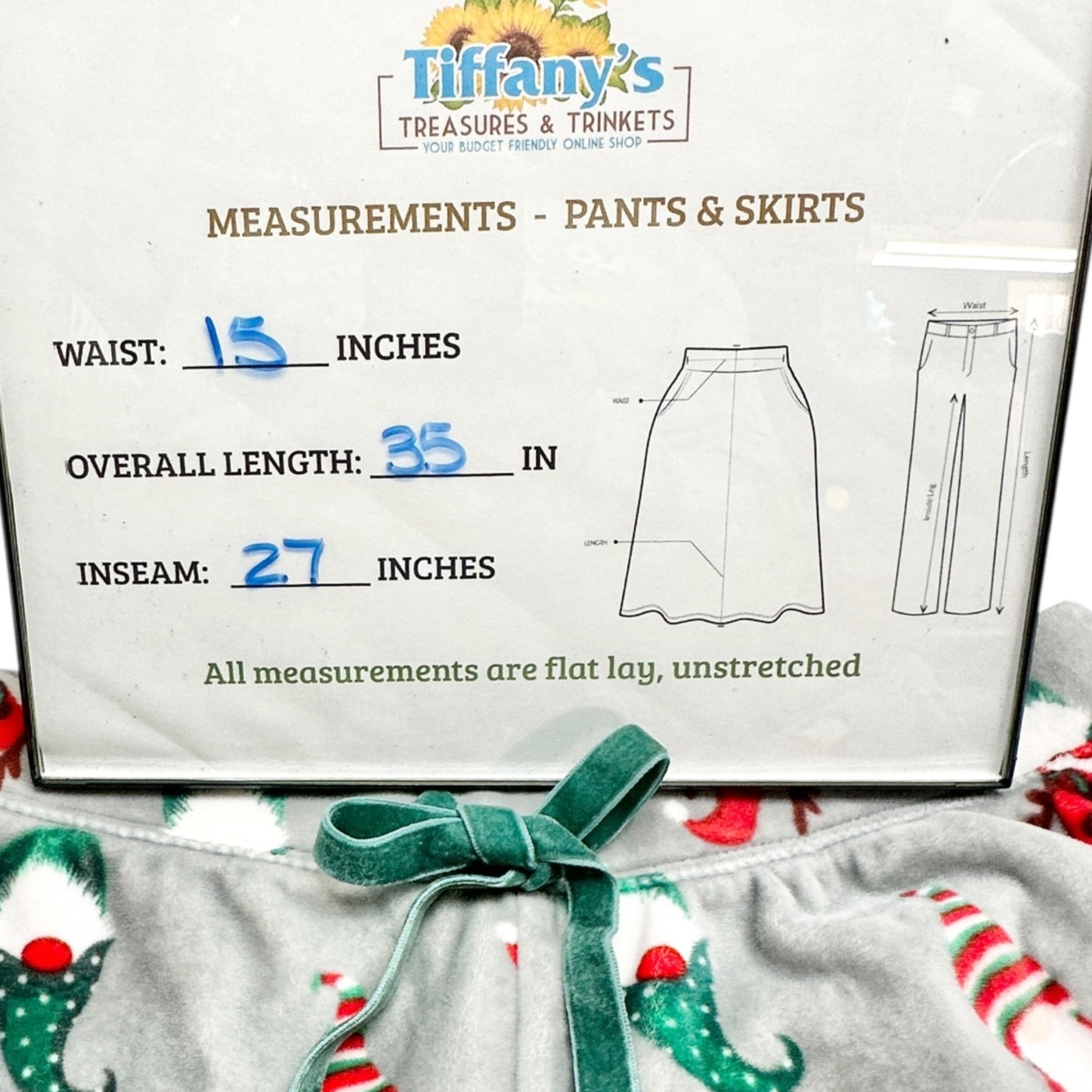 Isaac Mizrahi Sleepwear Womens S Santa Hat Print Gray Pajama Pants Christmas