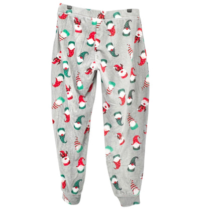 Isaac Mizrahi Sleepwear Womens S Santa Hat Print Gray Pajama Pants Christmas