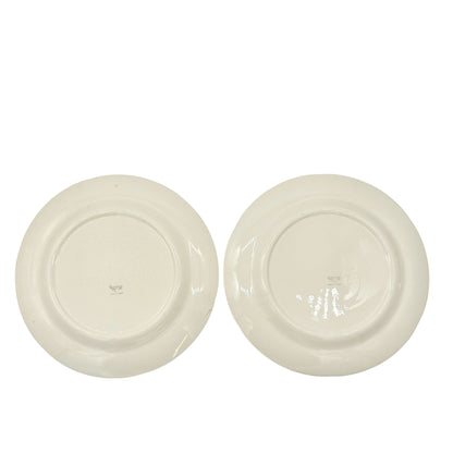 Crooksville China Co Set of 2 Plates 10 inch Cream Gold Trim Blue Pink Florals