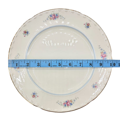 Crooksville China Co Set of 2 Plates 10 inch Cream Gold Trim Blue Pink Florals