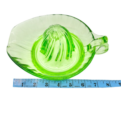 Vintage Green Depression Glass Juicer With Handle and Spout 8x6 inches