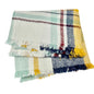 Plaid Woven Cotton Infinity Scarf With Fringe Edges 16 in Wide