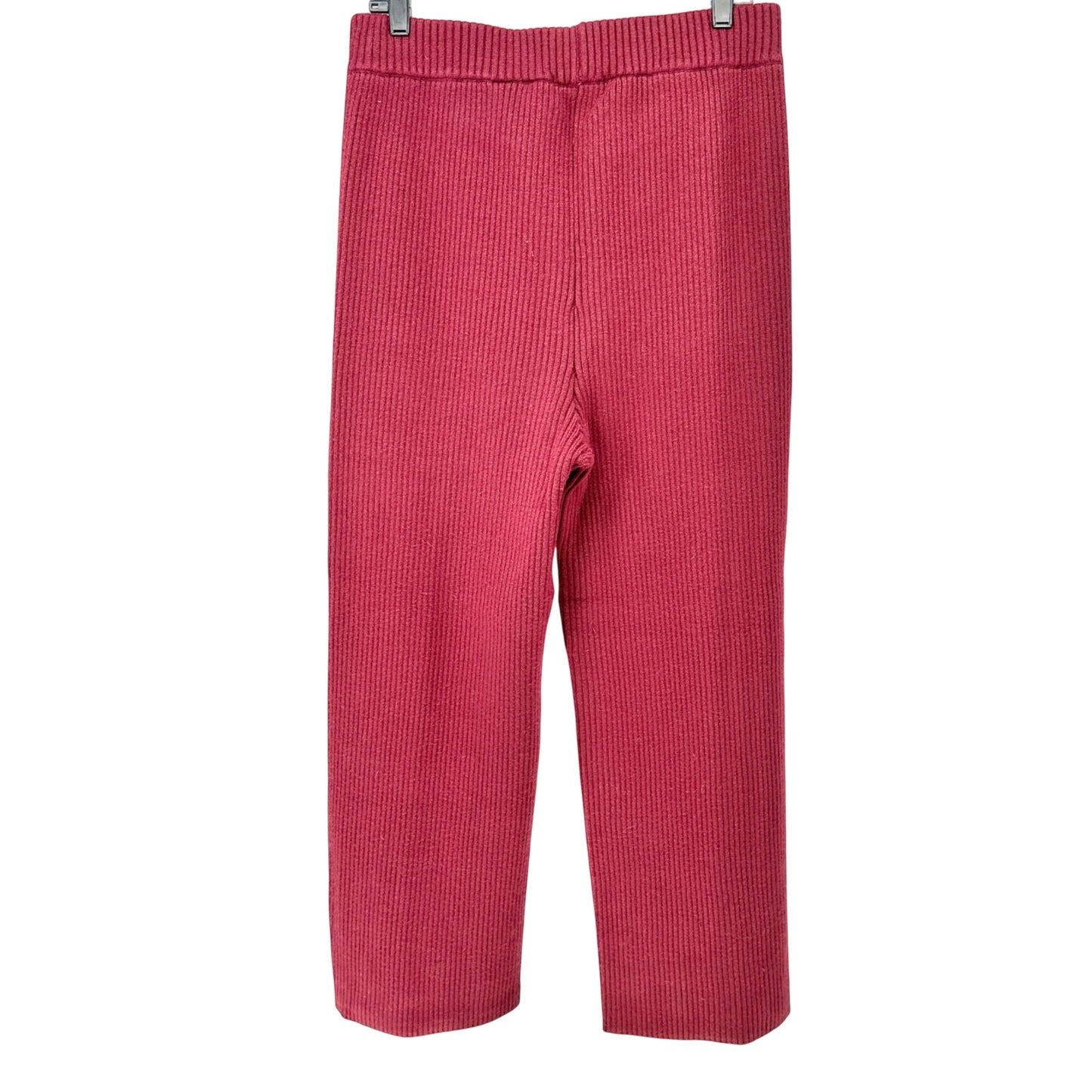 Justfab Ribbed Knit Pants Womens XL Claret Red Ribbed Wide-Leg Soft Comfortable