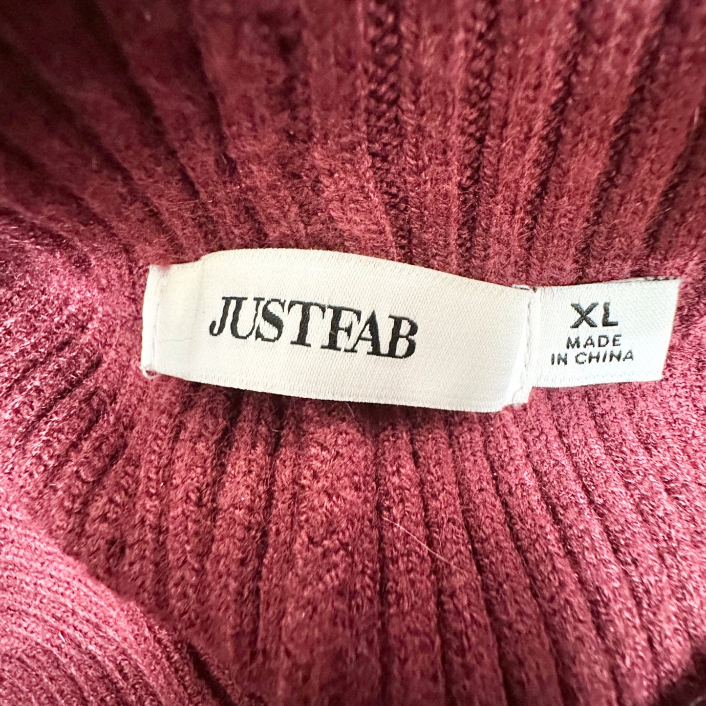 Justfab Ribbed Knit Pants Womens XL Claret Red Ribbed Wide-Leg Soft Comfortable