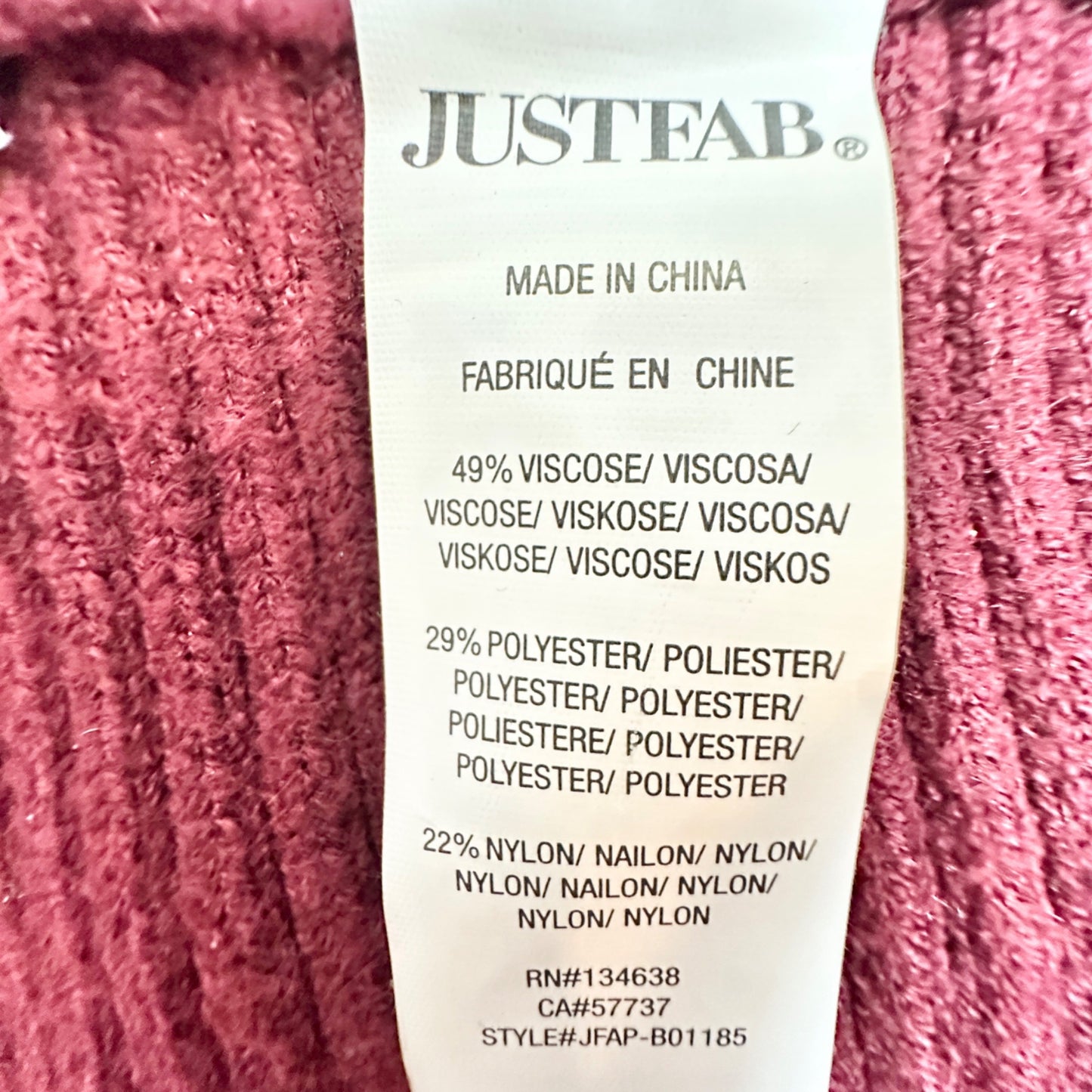 Justfab Ribbed Knit Pants Womens XL Claret Red Ribbed Wide-Leg Soft Comfortable