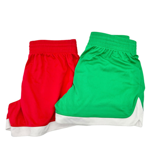 Champion Athletic Shorts 2 Pairs Womens L Red Green Elastic Drawstring Waistband