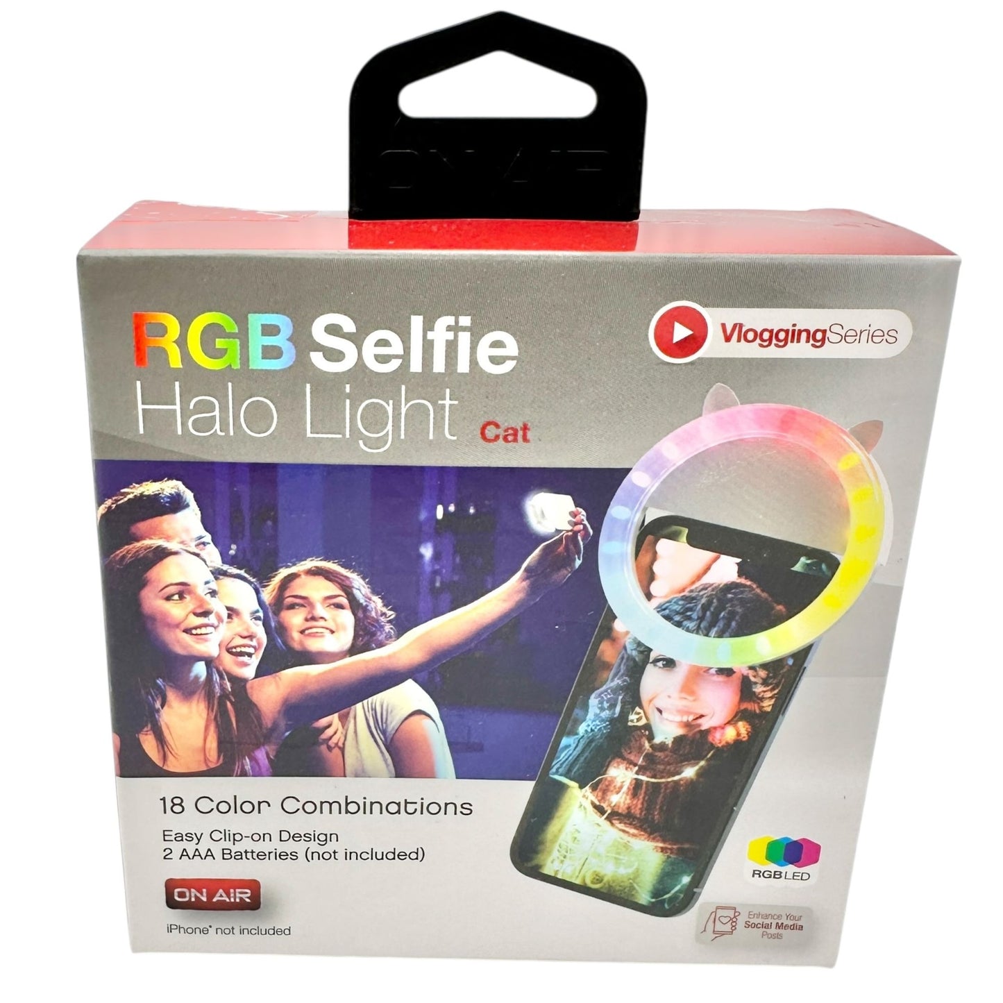RGB Selfie Halo Light Clip-On Cat Ears Design Vlogging Series 18 Color Combos