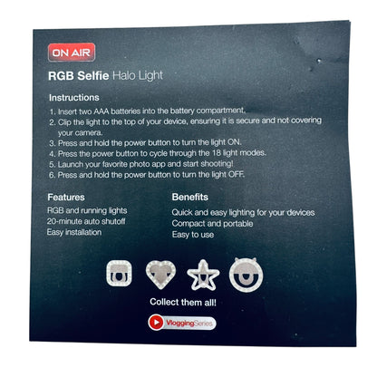 RGB Selfie Halo Light Clip-On Cat Ears Design Vlogging Series 18 Color Combos