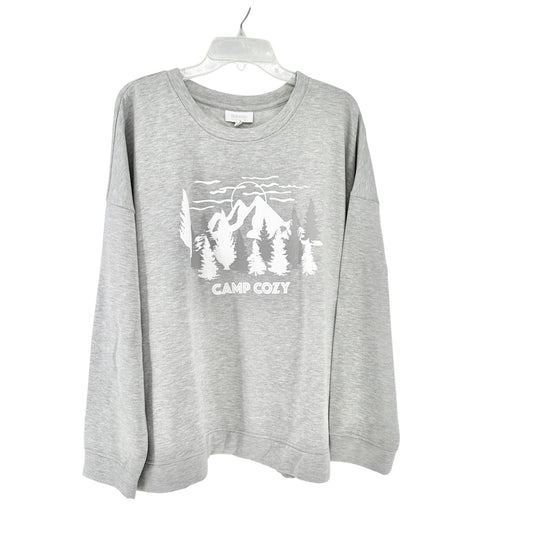 Camp Cozy Bobeau Sleepwear Sweatshirt 3X Pullover Heather Gray Relaxed Fit NWT