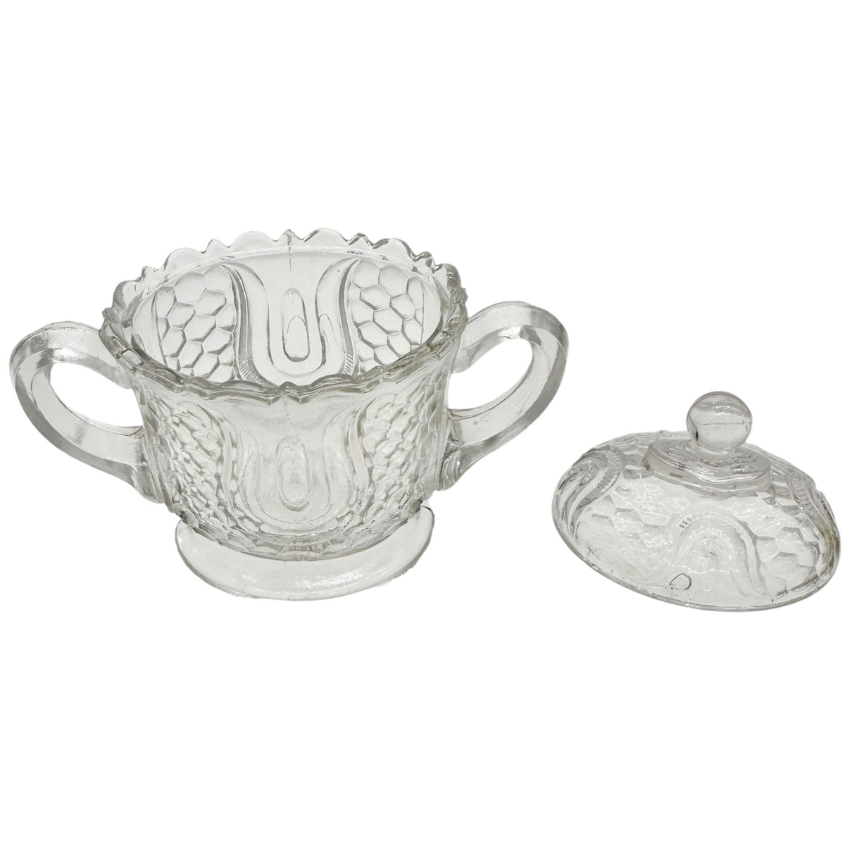 Federal Glass 1914 Wabash Childrens Tableware 5pc Set Tulip & Honeycomb Pattern