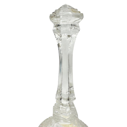 Vintage Crystal Glass Bell Painted Clown Design Floral Details Collectible 8"H