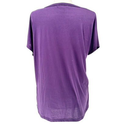Fisoul T-Shirt Womens XL Purple V-Neck SS Relaxed Fit Cotton Poly Blend Loose