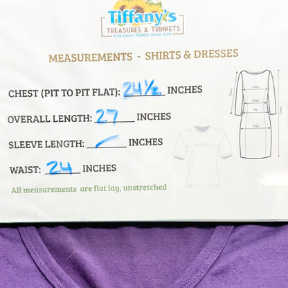 Fisoul T-Shirt Womens XL Purple V-Neck SS Relaxed Fit Cotton Poly Blend Loose