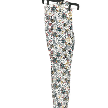 Time And Tru Womens Pants Womens XXL 20 White with Florals Cotton Blend Stretch