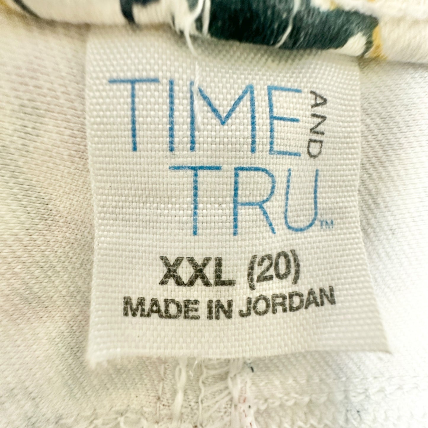 Time And Tru Womens Pants Womens XXL 20 White with Florals Cotton Blend Stretch