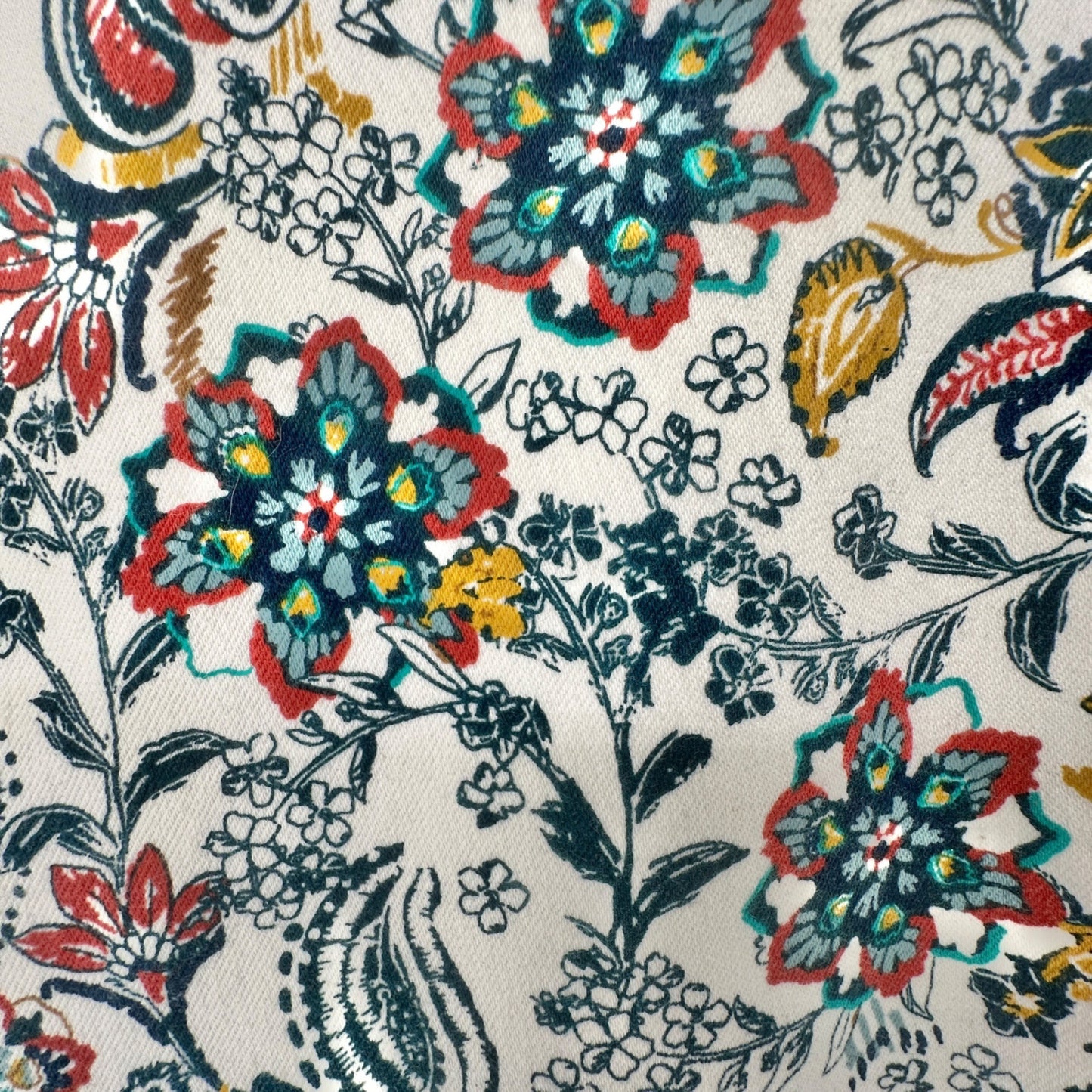 Time And Tru Womens Pants Womens XXL 20 White with Florals Cotton Blend Stretch