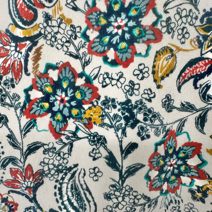 Time And Tru Womens Pants Womens XXL 20 White with Florals Cotton Blend Stretch