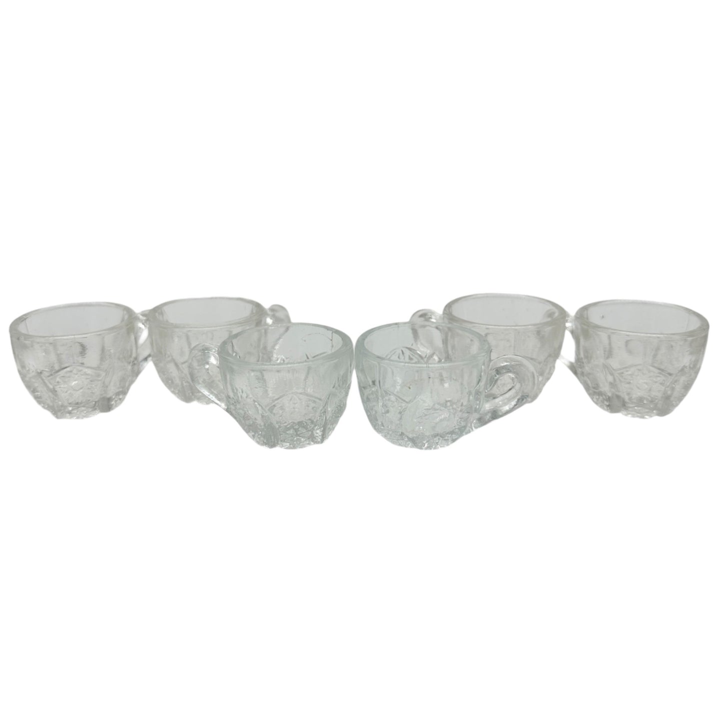 Oval Star Crystal No 300 Punch Bowl and 6 Cups Vintage Childrens Tableware Set
